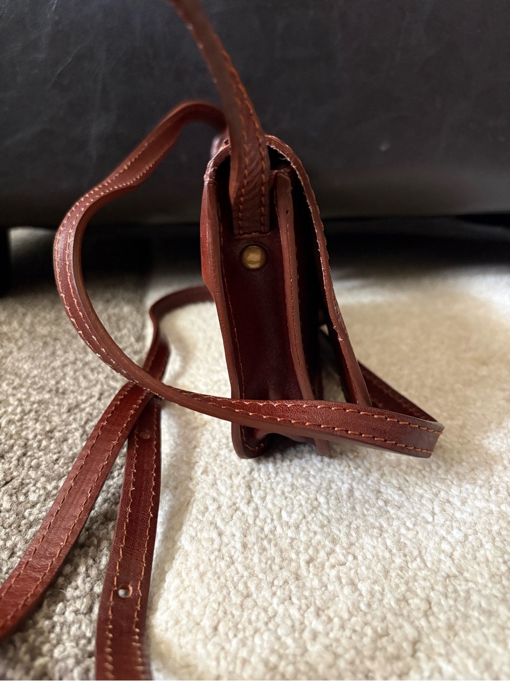 Vera Pelle Brown Italian Leather Crossbody Bag Vintage Y2K Italy Preppy - Picture 5 of 12